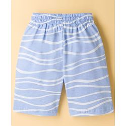 Pine Kids Cotton Knit Half Sleeves Printed T-Shirt & Shorts Co-ord Night Suit - Blue