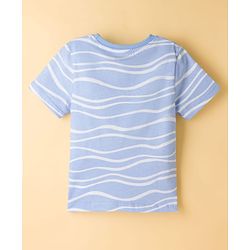 Pine Kids Cotton Knit Half Sleeves Printed T-Shirt & Shorts Co-ord Night Suit - Blue