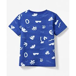 Pine Kids Cotton Knit Half Sleeves Co-Ord T-Shirt & Shorts Printed Night-Suit - Blue