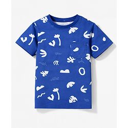 Pine Kids Cotton Knit Half Sleeves Co-Ord T-Shirt & Shorts Printed Night-Suit - Blue