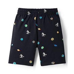 Pine Kids Cotton Knit Half Sleeves T-Shirt & Shorts Co-ord Night Suit With Space Theme Print - Black