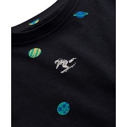 Pine Kids Cotton Knit Half Sleeves T-Shirt & Shorts Co-ord Night Suit With Space Theme Print - Black