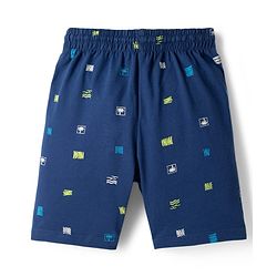 Pine Kids Cotton Knit Half Sleeves Printed Shirt & Shorts Co-ord Night Suit - Navy Blue