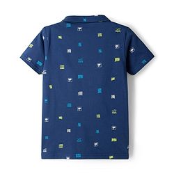 Pine Kids Cotton Knit Half Sleeves Printed Shirt & Shorts Co-ord Night Suit - Navy Blue