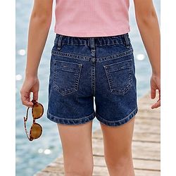 Pine Kids Cotton Woven Solid Shorts -Blue
