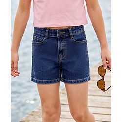 Pine Kids Cotton Woven Solid Shorts -Blue