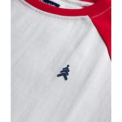 Pine Kids Cotton Knit Half Raglan Sleeves Solid Color T-Shirt - White & Red