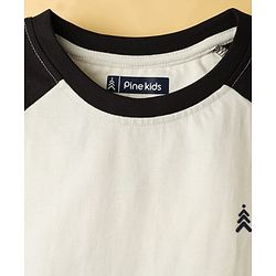 Pine Kids Cotton Knit Half Raglan Sleeves Solid Color T-Shirt - White & Red