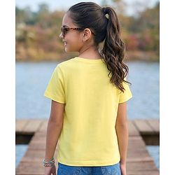 Pine Kids Cotton Knit Half Sleeves T-Shirt with Girl Print - Yellow