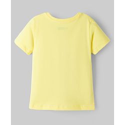Pine Kids Cotton Knit Half Sleeves T-Shirt with Girl Print - Yellow