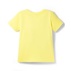 Pine Kids Cotton Knit Half Sleeves T-Shirt With Floral Print & Applique - Yellow