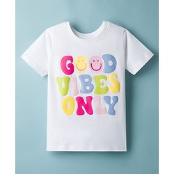 Pine Kids Cotton Knit T-Shirts with Graphic Print White 4-5 Years