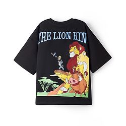 Pine Kids Disney Single Jersey Knit Half Sleeves T-Shirt With Front & Back Lion King Graphics - Black