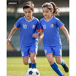 Pine Active Knit Half Raglan Sleeves T-Shirt & Shorts Set with France Football Print - Blue