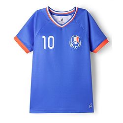 Pine Active Knit Half Raglan Sleeves T-Shirt & Shorts Set with France Football Print - Blue