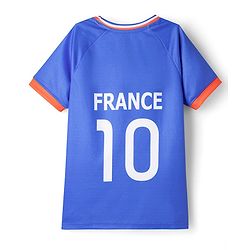 Pine Active Knit Half Raglan Sleeves T-Shirt & Shorts Set with France Football Print - Blue