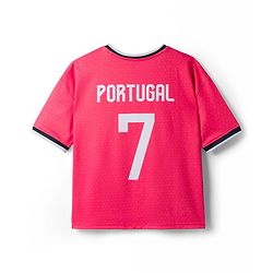 Pine Active Knit Half Sleeves T-Shirt With Shorts Football Set With Portugal Print - Red & Black