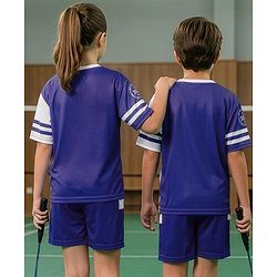 Pine Active Knit Drop Shoulder Half Sleeves T-Shirt & Shorts Set with Tennis Print - Navy Blue