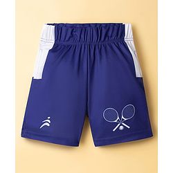 Pine Active Knit Drop Shoulder Half Sleeves T-Shirt & Shorts Set with Tennis Print - Navy Blue