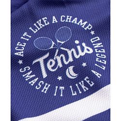 Pine Active Knit Drop Shoulder Half Sleeves T-Shirt & Shorts Set with Tennis Print - Navy Blue