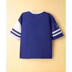 Pine Active Knit Drop Shoulder Half Sleeves T-Shirt & Shorts Set with Tennis Print - Navy Blue