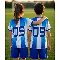 Pine Active Knit Half Sleeves Football Tee with Shorts Set - Blue