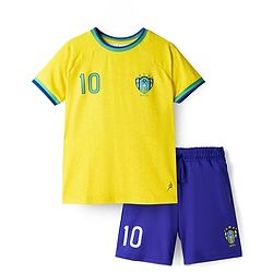 Pine Active Knit Half Sleeves Football T-Shirt & Shorts Set - Yellow