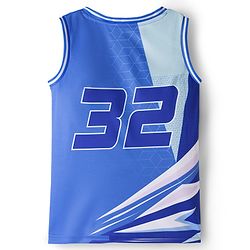 Pine Active Knit Sleeveless T-Shirt & Shorts Basketball Set With 32 Print - Blue