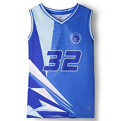 Pine Active Knit Sleeveless T-Shirt & Shorts Basketball Set With 32 Print - Blue