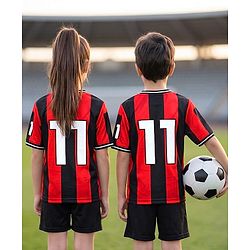 Pine Active Knit Half Sleeves T-Shirt & Shorts Football Set - Black & Red