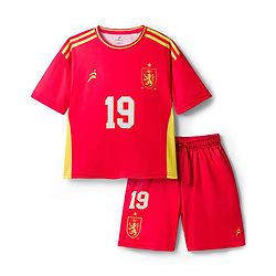 Pine Active Knit Half Sleeves T-Shirt With Shorts Football Set With 19 Print - Red