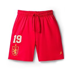 Pine Active Knit Half Sleeves T-Shirt With Shorts Football Set With 19 Print - Red