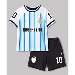 Pine Active Knit Half Sleeves T-Shirt & Shorts Football Set With Argentina Print - Multicolor