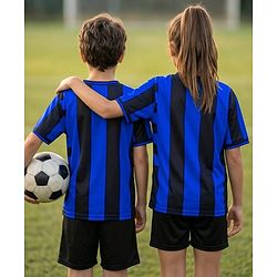 Pine Active Knit Half Sleeves Football Tee with Shorts Set - Blue & Black