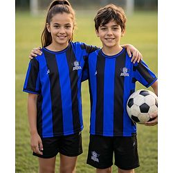 Pine Active Knit Half Sleeves Football Tee with Shorts Set - Blue & Black