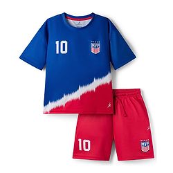 Pine Active Knit Half Sleeves T-Shirt With Shorts Football Set - Red & Blue