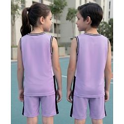 Pine Active Knit Sleeveless Tank T-Shirt & Shorts Set with Athletic Print - Lavender