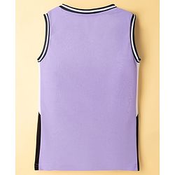 Pine Active Knit Sleeveless Tank T-Shirt & Shorts Set with Athletic Print - Lavender