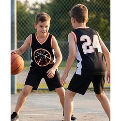 Pine Active Knit Sleeveless Sports Theme Printed Tank T-Shirt & Shorts Set - Black