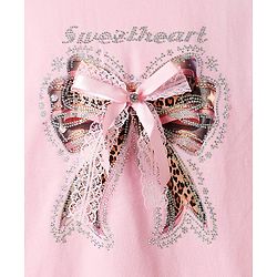 Pine Kids Cotton Knit T-Shirt with Sweetheart Bow Print Pink 4-5 Years