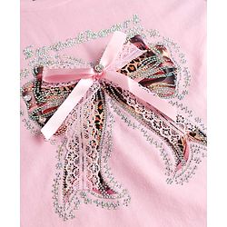 Pine Kids Cotton Knit T-Shirt with Sweetheart Bow Print Pink 4-5 Years