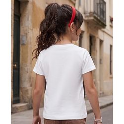 Pine Kids Cotton Knit Half Sleeves Embellished T-Shirt With Cherry Print & Applique Detailing - White