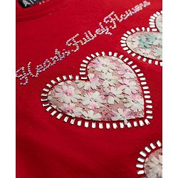 Pine Kids Cotton Knit T-Shirts Half Sleeves Round Neck Hearts Print Red 4-5 Years