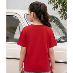 Pine Kids Cotton Knit T-Shirts Half Sleeves Round Neck Hearts Print Red 4-5 Years