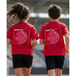Pine Active Knit Drop Shoulder Half Sleeves Printed T-Shirt - Red