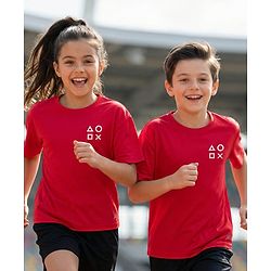 Pine Active Knit Drop Shoulder Half Sleeves Printed T-Shirt - Red