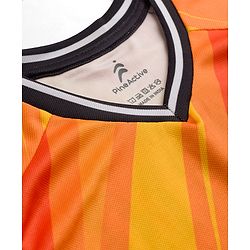 Pine Active Knit Raglan Sleeves T-Shirt With Front & Back Madrid Print - Orange