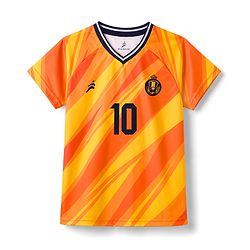 Pine Active Knit Raglan Sleeves T-Shirt With Front & Back Madrid Print - Orange