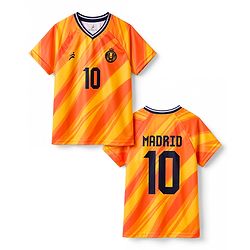 Pine Active Knit Raglan Sleeves T-Shirt With Front & Back Madrid Print - Orange