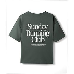Pine Active Knit Drop Shoulder Half Sleeves T-Shirt With Sunday Running Club Print - Green